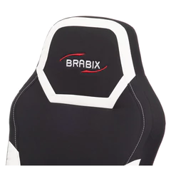 Кресло компьютерное BRABIX &laquo;Alpha GM-018&raquo;, ткань/<wbr/>экокожа, черное/<wbr/>белое, 532640