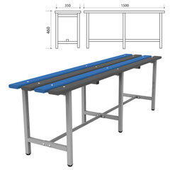 Скамья пластиковая влагостойкая на металлокаркасе &laquo;СТ 3П&raquo;, 1500&times;350&times;460 мм, регулируемые опоры, каркас металлический серый, сиденье пластик