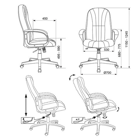Кресло офисное T-898AXSN, ткань, черное, 1070382 - фото 3