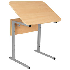 Стол-парта 1-местный, регулируемый угол, СУТ.54-01, 600&times;500&times;520-640 мм, рост 2-4, серый каркас, ЛДСП клён