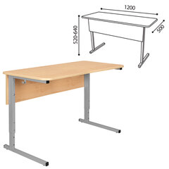 Стол-парта 2-местный регулируемый СУТ.55, 1200&times;500&times;520-640 мм, рост 2-4, серый каркас, ЛДСП клён