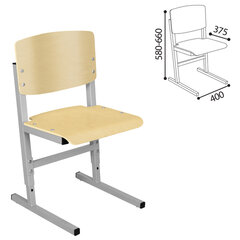 Стул ученический регулируемый СУТ.05, 400&times;375&times;580-660 мм, рост 2-4, серый каркас, фанера лак