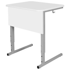 Стол-парта 1-местный, регулируемый угол, СУТ.54-01, 600&times;500&times;520-640 мм, рост 2-4, серый каркас, ЛДСП белая