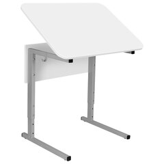 Стол-парта 1-местный, регулируемый угол, СУТ.54-01, 600&times;500&times;520-640 мм, рост 2-4, серый каркас, ЛДСП белая
