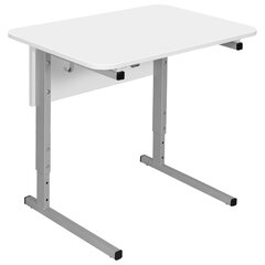 Стол-парта 1-местный, регулируемый угол, СУТ.54-01, 600&times;500&times;640-780 мм, рост 4-6, серый каркас, ЛДСП белая