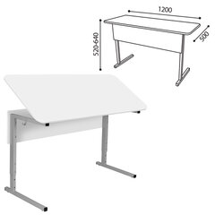 Стол-парта 2-местный, регулируемый угол, СУТ.55-01, 1200&times;500&times;520-640 мм, рост 2-4, серый каркас, ЛДСП белая