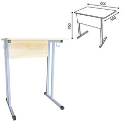 Стол-парта 1-местный нерегулируемый &laquo;Умник&raquo;, 600&times;500&times;760 мм, рост 6, серый каркас, ЛДСП клён