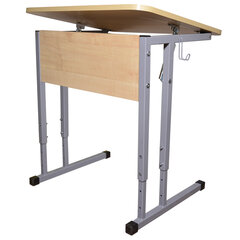 Стол-парта 1-местный, регулируемый угол, &laquo;Умник&raquo;, 600&times;500&times;520-640 мм, рост 2-4, серый каркас, ЛДСП клён