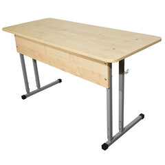 Стол-парта 2-местный регулируемый &laquo;Умник&raquo;, 1200&times;500&times;520-640 мм, рост 2-4, серый каркас, ЛДСП клён