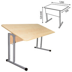 Стол-парта 2-местный, регулируемый угол, &laquo;Умник&raquo; 1200&times;500&times;520-640мм, рост 2-4, серый каркас, ЛДСП клён