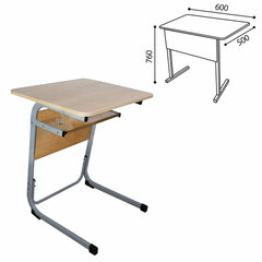 Стол-парта 1-местный нерегулируемый &laquo;Атлант&raquo;, 600&times;500&times;760 мм, рост 6, серый каркас, ЛДСП клён