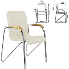 Кресло BRABIX &laquo;Samba CF-103&raquo;, хром каркас, накладки &laquo;бук&raquo;, кожзам бежевый, собрано, 532757