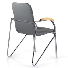 Кресло BRABIX &laquo;Samba CF-103&raquo;, хром каркас, накладки &laquo;бук&raquo;, кожзам серый, собрано, 532758