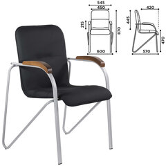 Кресло BRABIX &laquo;Samba CF-104&raquo;, серый каркас, накладки &laquo;орех&raquo;, кожзам черный, собрано, 532759