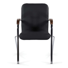 Кресло BRABIX &laquo;Samba CF-105 BOX-2&raquo;, хром каркас, накладки &laquo;орех&raquo;, кожзам черный, разобрано, 532761