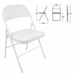 Стул складной BRABIX &laquo;Golf Plus CF-003 КОМФОРТ&raquo;, белый каркас, кожзам белый, 532888