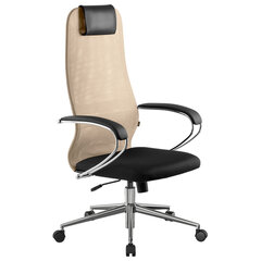 Кресло офисное BRABIX PREMIUM &laquo;Ultimate EX-800&raquo; хром, плотная двойная сетка Х2, черное/<wbr/>бежевое, 532913