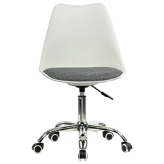 Кресло стул BRABIX &laquo;Eames MG-310 CH&raquo;, хром, пластик белый, ткань серая, 532924