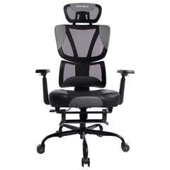 Кресло BRABIX PREMIUM &laquo;Venom GM-530&raquo;, подножка, синхромеханизм, экокожа/<wbr/>сетка, черное/<wbr/>серое, 532951