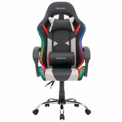 Кресло компьютерное CROMEX (КРОМЕКС) &laquo;Quantum GM-155 RGB&raquo;, подсветка, две подушки, экокожа, черное/<wbr/>красное/<wbr/>серое, 532955