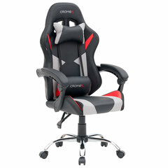 Кресло компьютерное CROMEX (КРОМЕКС) &laquo;Quantum GM-155 RGB&raquo;, подсветка, две подушки, экокожа, черное/<wbr/>красное/<wbr/>серое, 532955