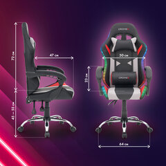 Кресло компьютерное CROMEX (КРОМЕКС) "Quantum GM-155 RGB", подсветка, две подушки, экокожа, черное/красное/серое, 532955