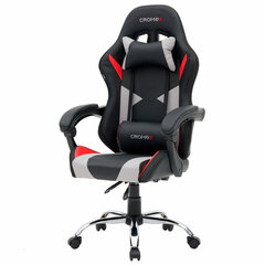 Кресло компьютерное CROMEX (КРОМЕКС) &laquo;Quantum GM-155 RGB&raquo;, подсветка, две подушки, экокожа, черное/<wbr/>красное/<wbr/>серое, 532955