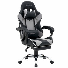 Кресло компьютерное CROMEX (КРОМЕКС) &laquo;Wave GM-145&raquo;, вибромассаж, подножка, подушки, экокожа, черное/<wbr/>серое, 532956