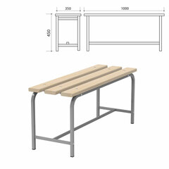 Скамья деревянная на металлокаркасе &laquo;СТ 1000&raquo;, 1000&times;350&times;450 мм, каркас металлический серый, сиденье дерево