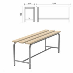 Скамья деревянная на металлокаркасе &laquo;СТ 1200&raquo;, 1200&times;350&times;450 мм, каркас металлический серый, сиденье дерево