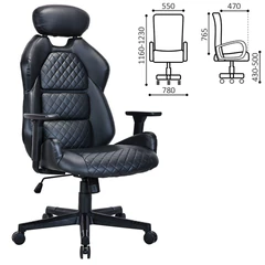 Кресло BRABIX PREMIUM &laquo;Tokyo EX-595&raquo;, регулируемый подголовник, рециклированная кожа, черное, 532975