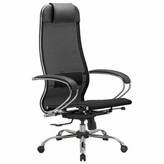 Кресло офисное МЕТТА &laquo;К-12&raquo;, хром, ткань-сетка, сиденье и спинка регулируемые, черное