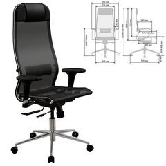 Кресло МЕТТА &laquo;ErgoLife&raquo; 10 B1-104D, хром, синхромеханизм, 2D-подлокотники, прочная сетка, черное
