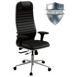 Кресло МЕТТА "ErgoLife" 10 B1-117D, хром, синхромеханизм, 2D-подлокотники, экокожа, черное