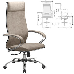 Кресло офисное МЕТТА &laquo;L1m 42&raquo;, хром, сиденье и спинка мягкие, велюр, бежевое