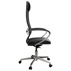 Кресло офисное МЕТТА &laquo;ErgoLife&raquo; Comfort, хром, сиденье мягкое, ткань-сетка/<wbr/>экокожа, черное