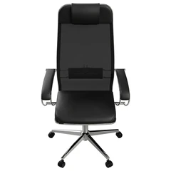 Кресло офисное МЕТТА &laquo;ErgoLife&raquo; Comfort, хром, сиденье мягкое, ткань-сетка/<wbr/>экокожа, черное