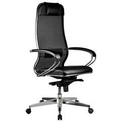 Кресло офисное МЕТТА &laquo;ErgoLife&raquo; Comfort, хром, сиденье мягкое, ткань-сетка/<wbr/>экокожа, черное