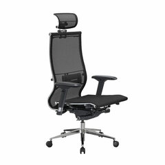 Кресло офисное МЕТТА &laquo;SAMURAI&raquo; S-3, с подголовником, сверхпрочная ткань-сетка, черное