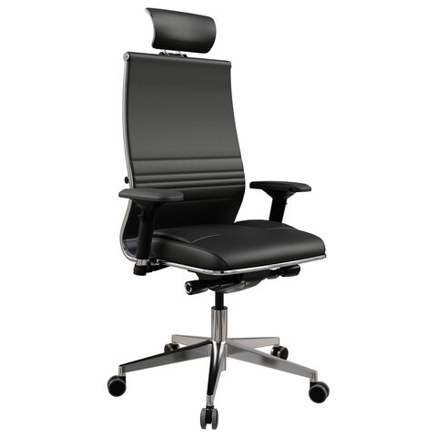 Кресло офисное МЕТТА "SAMURAI" KL-3, с подголовником, экокожа, черное