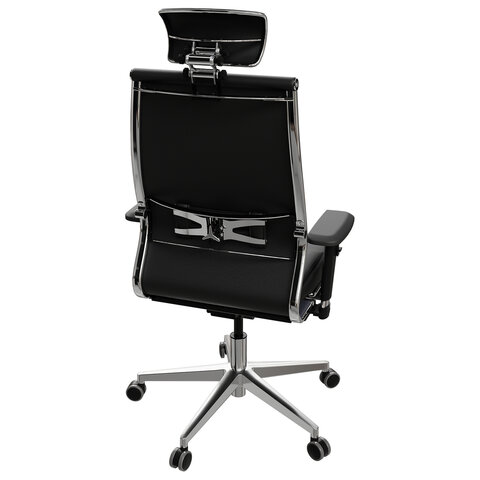 Кресло офисное МЕТТА "SAMURAI" KL-3, с подголовником, экокожа, черное - фото 7