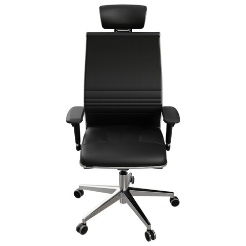 Кресло офисное МЕТТА "SAMURAI" KL-3, с подголовником, экокожа, черное - фото 6