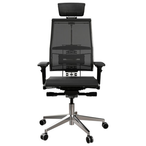 Кресло МЕТТА "YOGA" Y 4DF B2-5D, адаптивная спинка, 3D-подголовник, сверхпрочная сетка, черное - фото 3