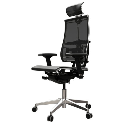 Кресло МЕТТА "YOGA" Y 4DF B2-5D, адаптивная спинка, 3D-подголовник, сверхпрочная сетка, черное - фото 7