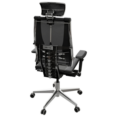Кресло МЕТТА "YOGA" Y 4DT B2-14D, адаптивная спинка, 3D-подголовник, сверхпрочная сетка, черное - фото 6