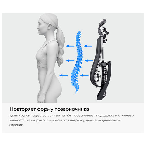 Кресло МЕТТА "YOGA" Y 4DT B2-14D, адаптивная спинка, 3D-подголовник, сверхпрочная сетка, черное - фото 22