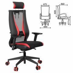 Кресло компьютерное МЕТТА &laquo;ErgoLife&raquo; 10 B2-170D, 2D-подголовник, экокожа/<wbr/>сетка, черное/<wbr/>красное