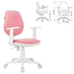 Кресло детское BRABIX &laquo;Fancy MG-201W&raquo;, с подлокотниками, пластик белый, ткань вельветовая, розовое, 533009