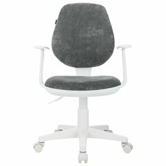 Кресло детское BRABIX &laquo;Fancy MG-201W&raquo;, с подлокотниками, пластик белый, велюр, серое, 533010