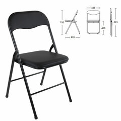 Стул складной BRABIX &laquo;Golf CF-007&raquo;, черный каркас, кожзам черный, гофрокороб, 533024